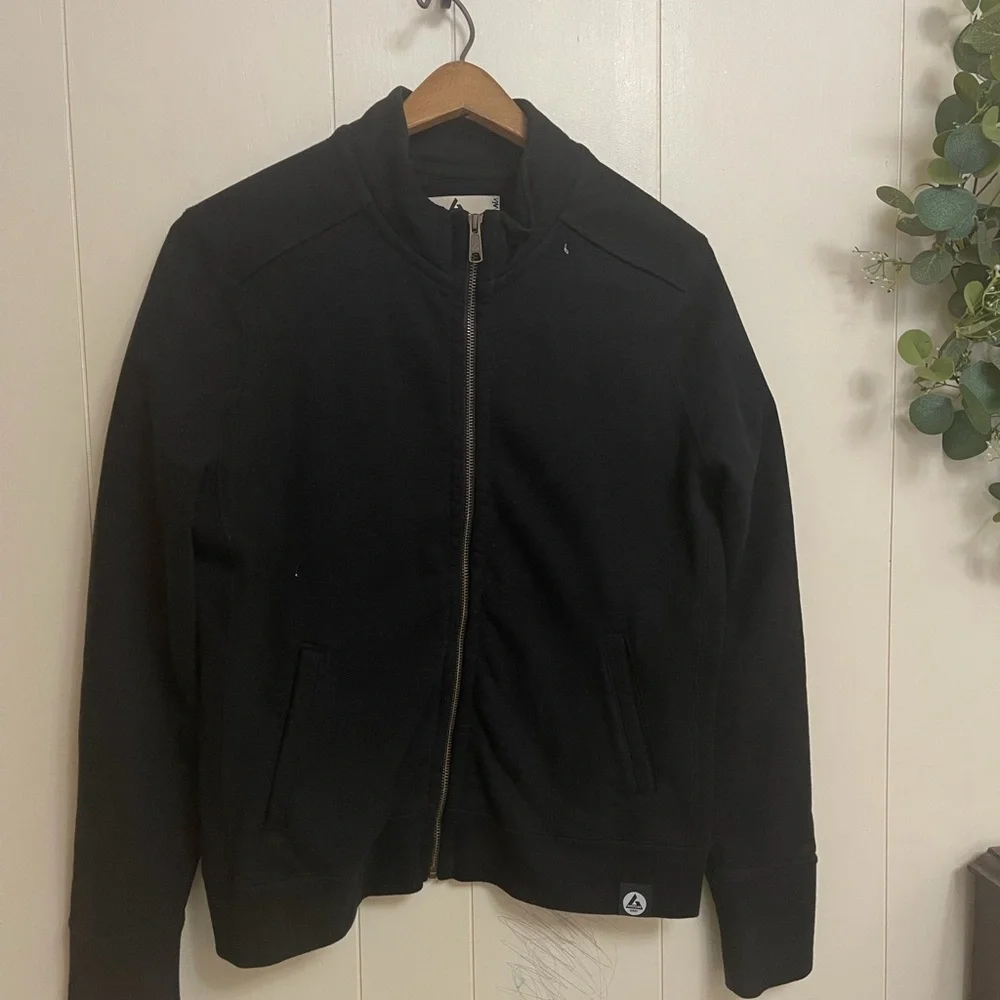 American Giant Women's Black Zip Front Bomber Jacket made in USA - Picture 9 of 10